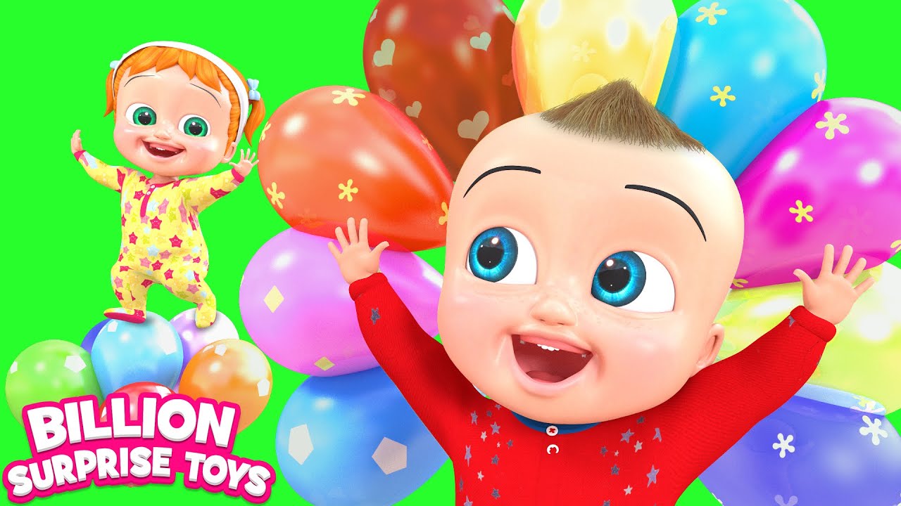 Blowing balloons with the family is so fun! BillionSurpriseToys Learn English Songs for Kids