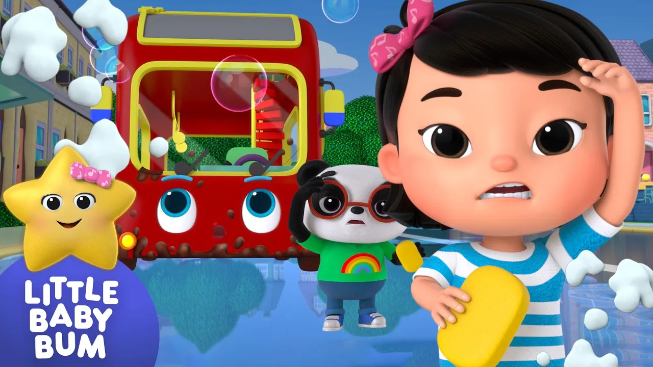 Bus Wash Song with Giraffe Bus Driver⭐ Mia's Play Time! LittleBabyBum - Nursery Rhymes for Kids background