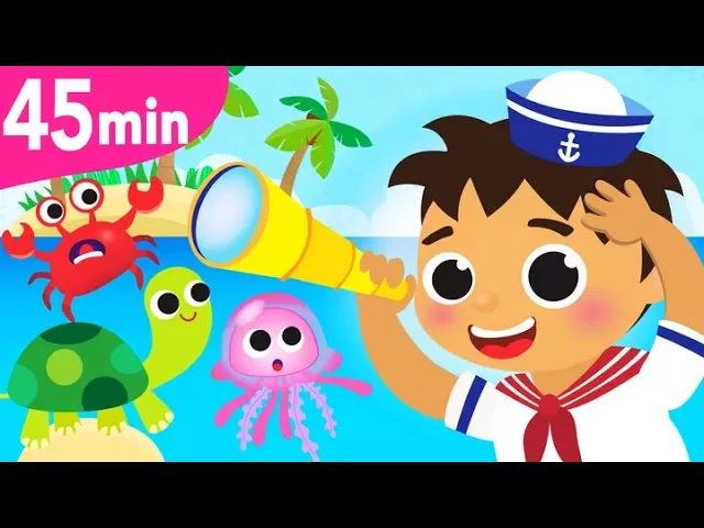 A Sailor Went to Sea Sea Sea | Crab, Turtle, Baby Shark, Jellyfish | Nursery Songs by Little Angel