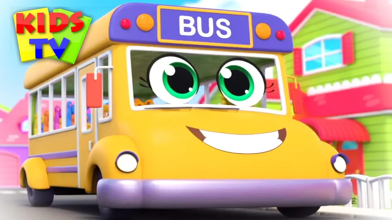 Yellow Wheels on the bus go round and round | kids tv Nursery Rhymes & Songs for Children background
