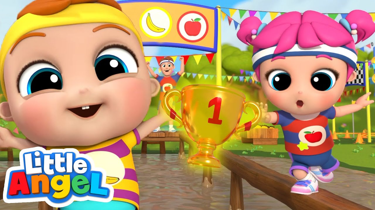 Playground Challenge (Apples and Bananas) | Little Angel Kids Songs & Nursery Rhymes background