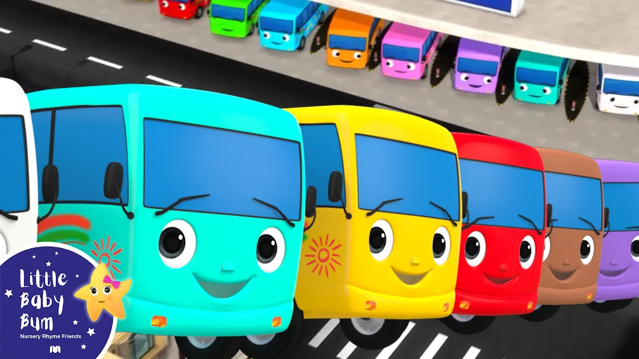 1 2 3 Little Buses Go Round! | LittleBabyBum - Nursery Rhymes for Babies! ABCs and 123s background