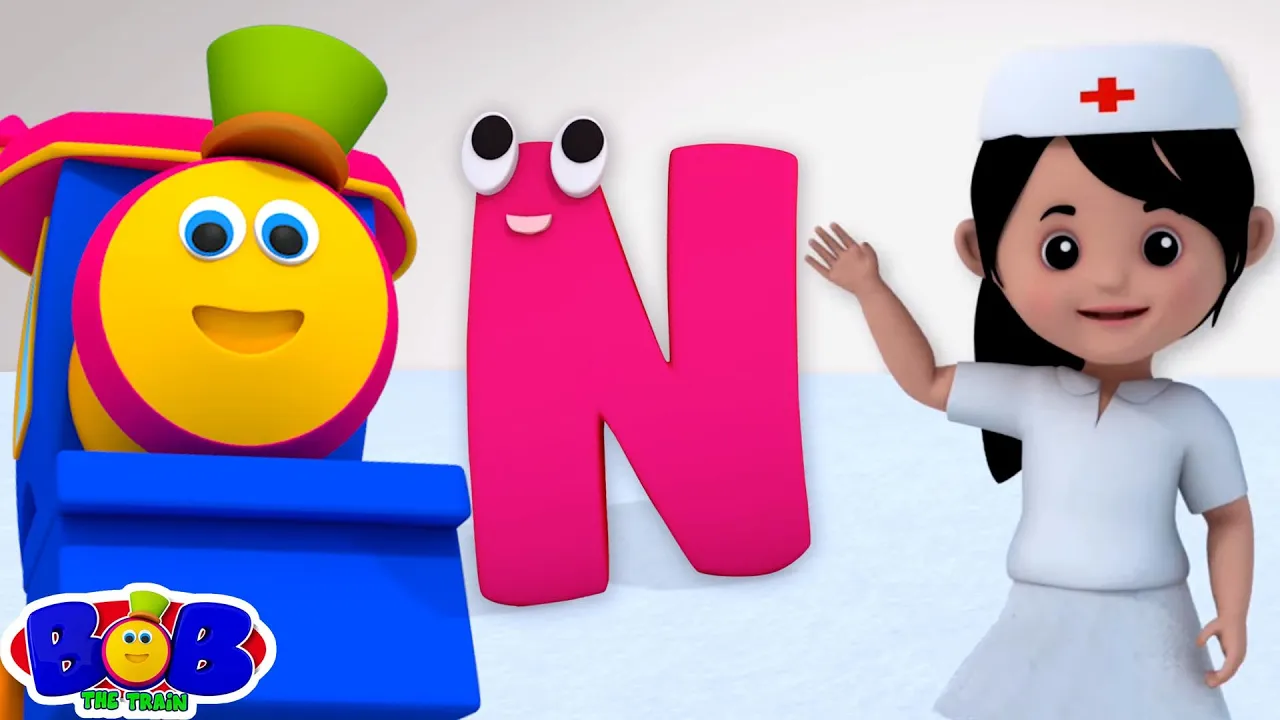 The Letter N Song, Alphabet Rhyme, Letter N Sound, Learning Video by Bob The Train