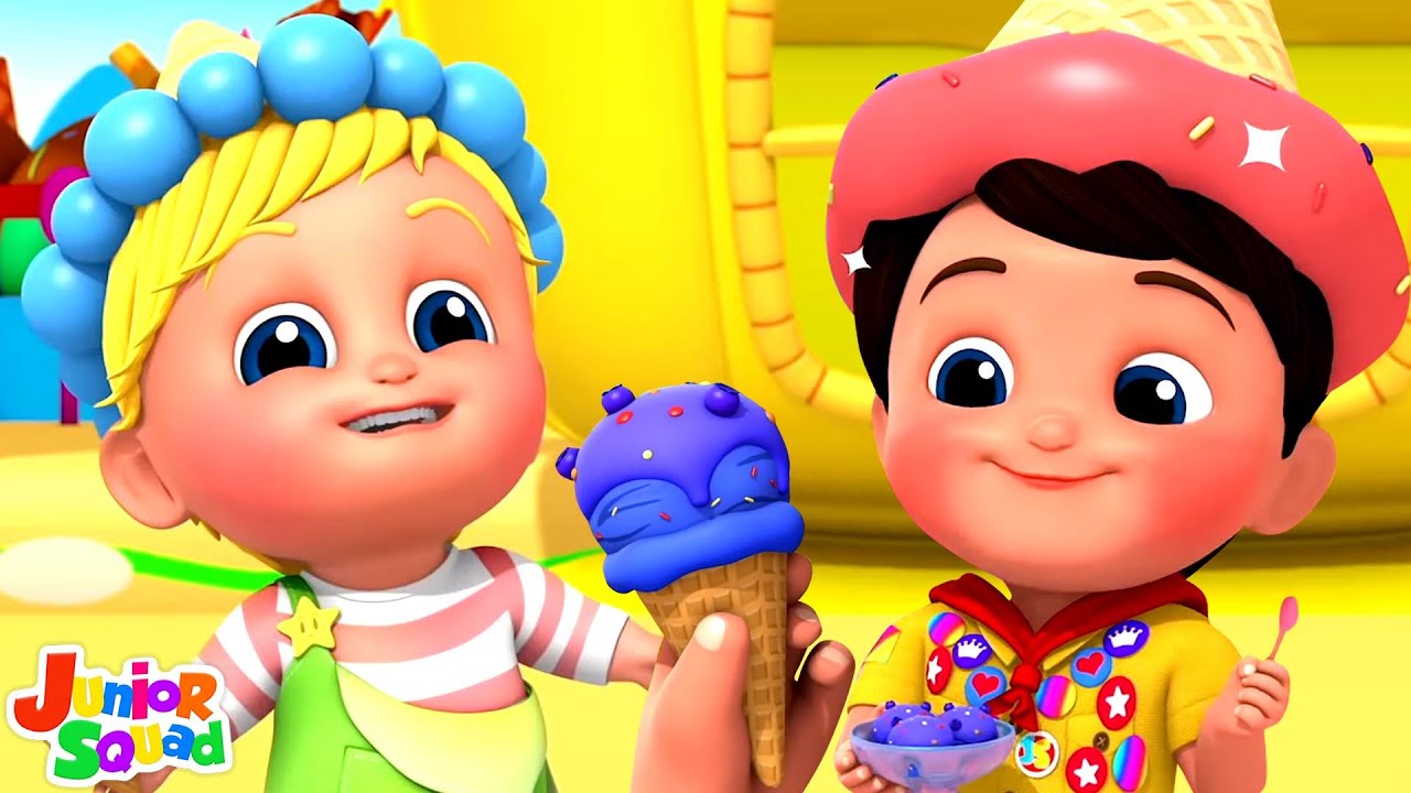 Ice Cream Song For Children, Nursery Rhymes & Cartoon with Junior Squad background