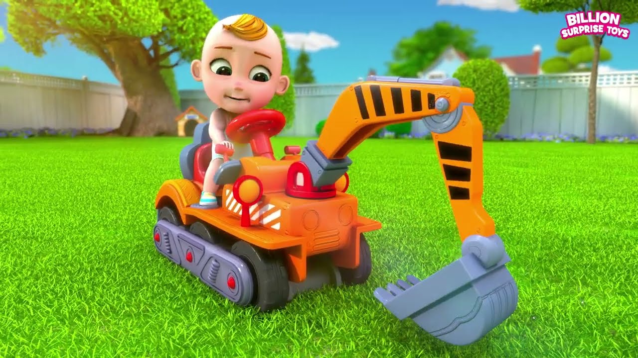 Playtime with Excavator Toy! Baby find missing items with toy digger! background
