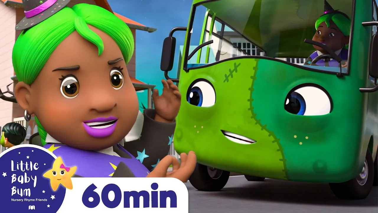 Wheels On The Bus! It's Halloween! +More Nursery Rhymes and Kids Songs ABCs & 123s background