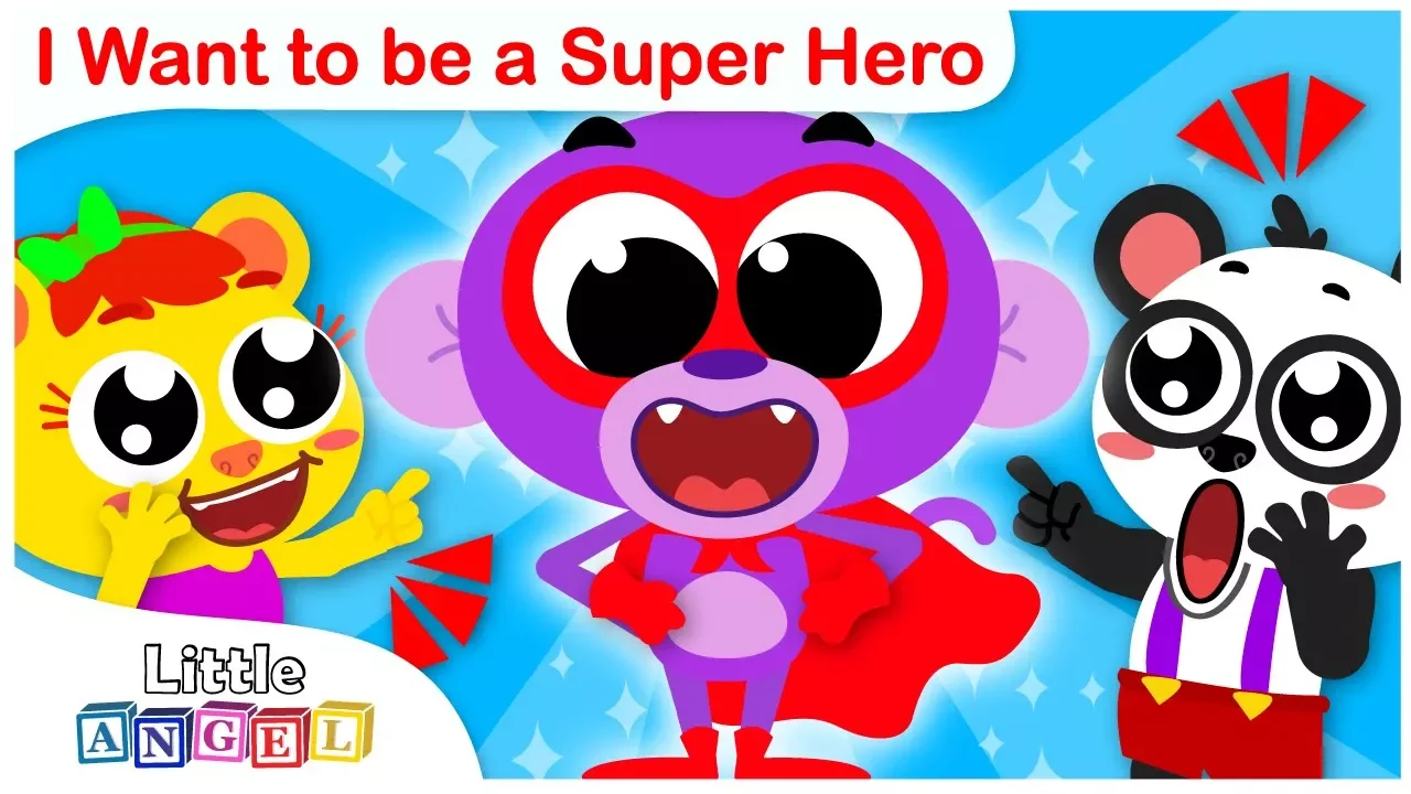 Baby Monkey Wants to be a Superhero | Kid Songs by Little Angel background