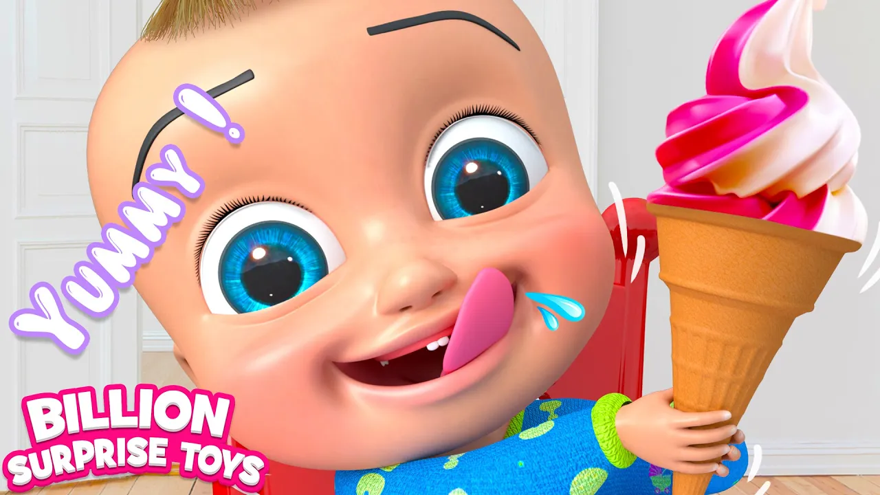 Baby Dolly and baby Johny love icecream! BillionSurpriseToys Learn English Songs for Kids