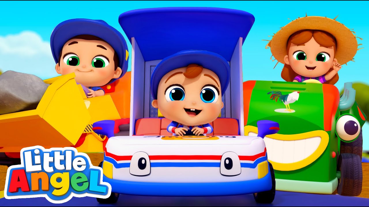 Wheels On the Bus | Garbage Truck and Excavator Edition | Little Angel Kids Songs & Nursery Rhymes