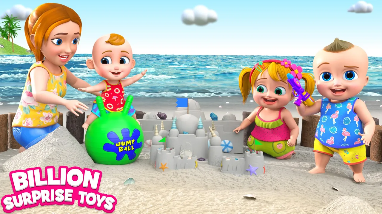 Beach Sand Toys + More Nursery Rhymes & Kids Songs - BillionSurpriseToys background