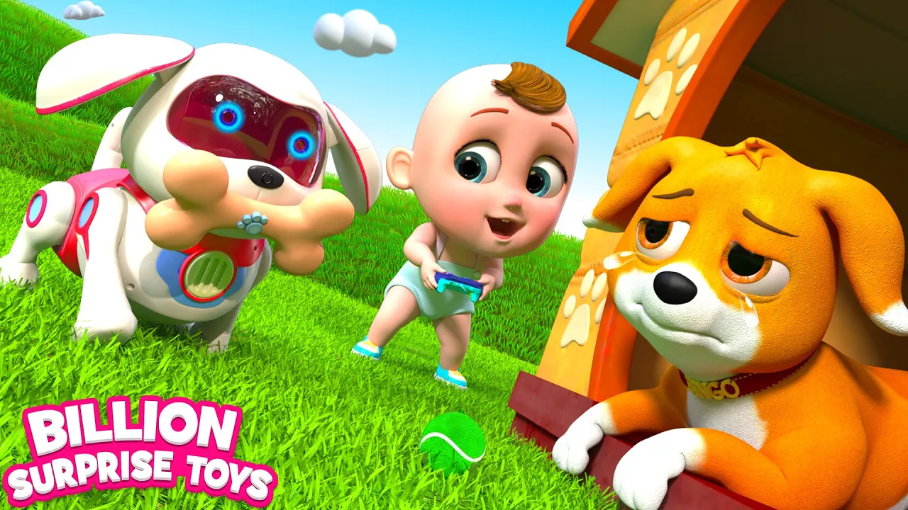Wow! A Robot Dog is here to make everyone cheerful! Family Kids Fun Cartoon! backdrop
