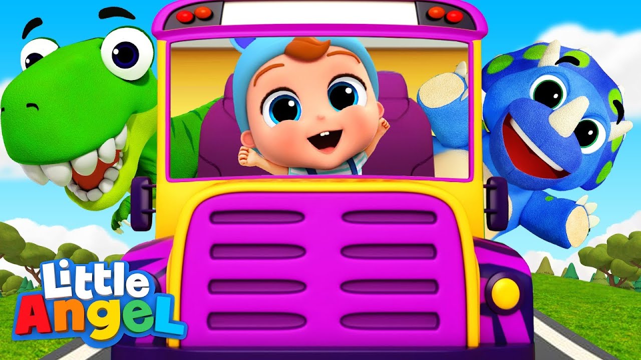 Wheels On The Dinosaur Bus Song | Little Angel Kids Songs & Nursery Rhymes background