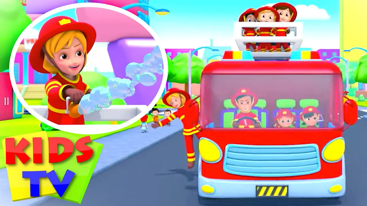 Wheels On The Fire Truck | Fire Truck Song | Nursery Rhymes & Baby Song | Children's Music - Kids Tv background