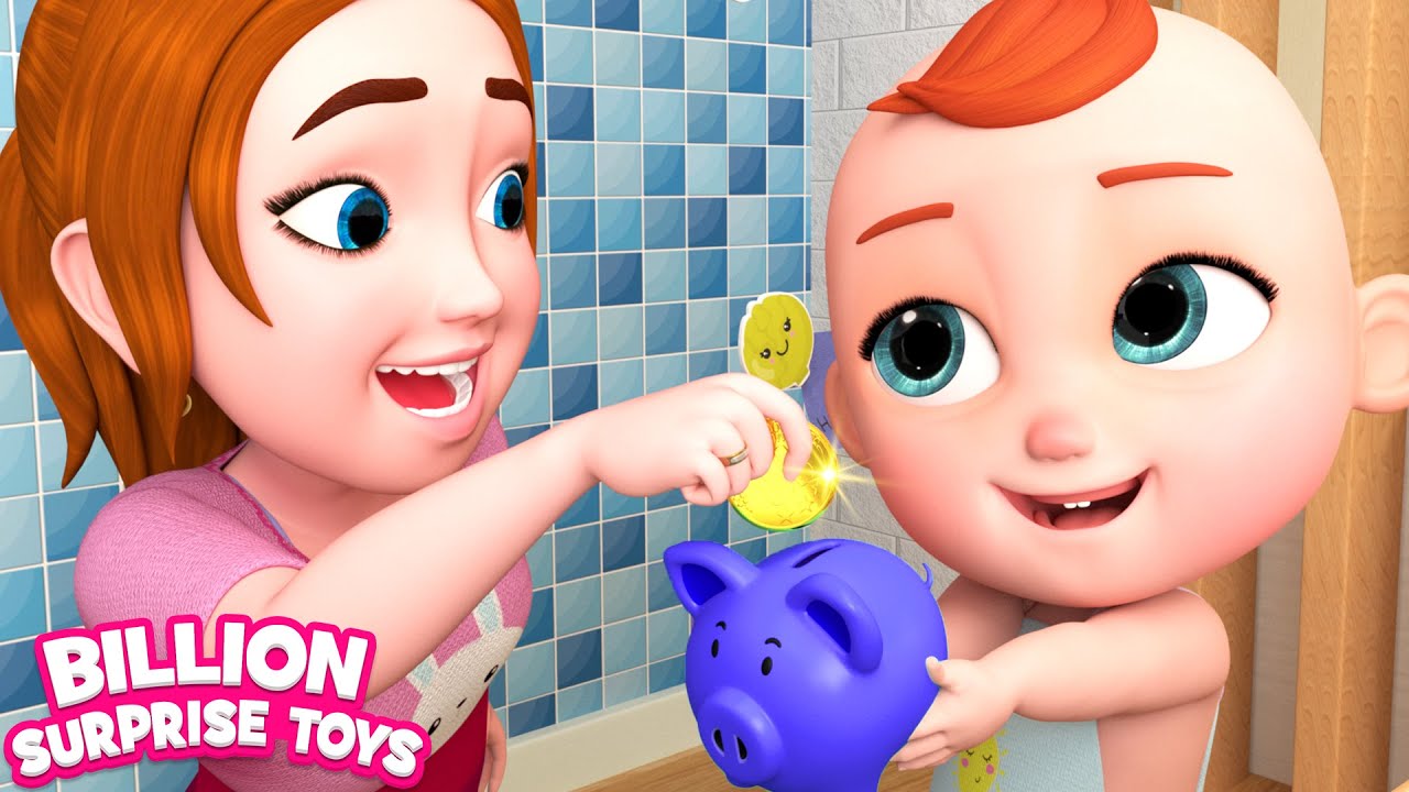 Kid Learn to save money with mummy and daddy | Piggy Bank background