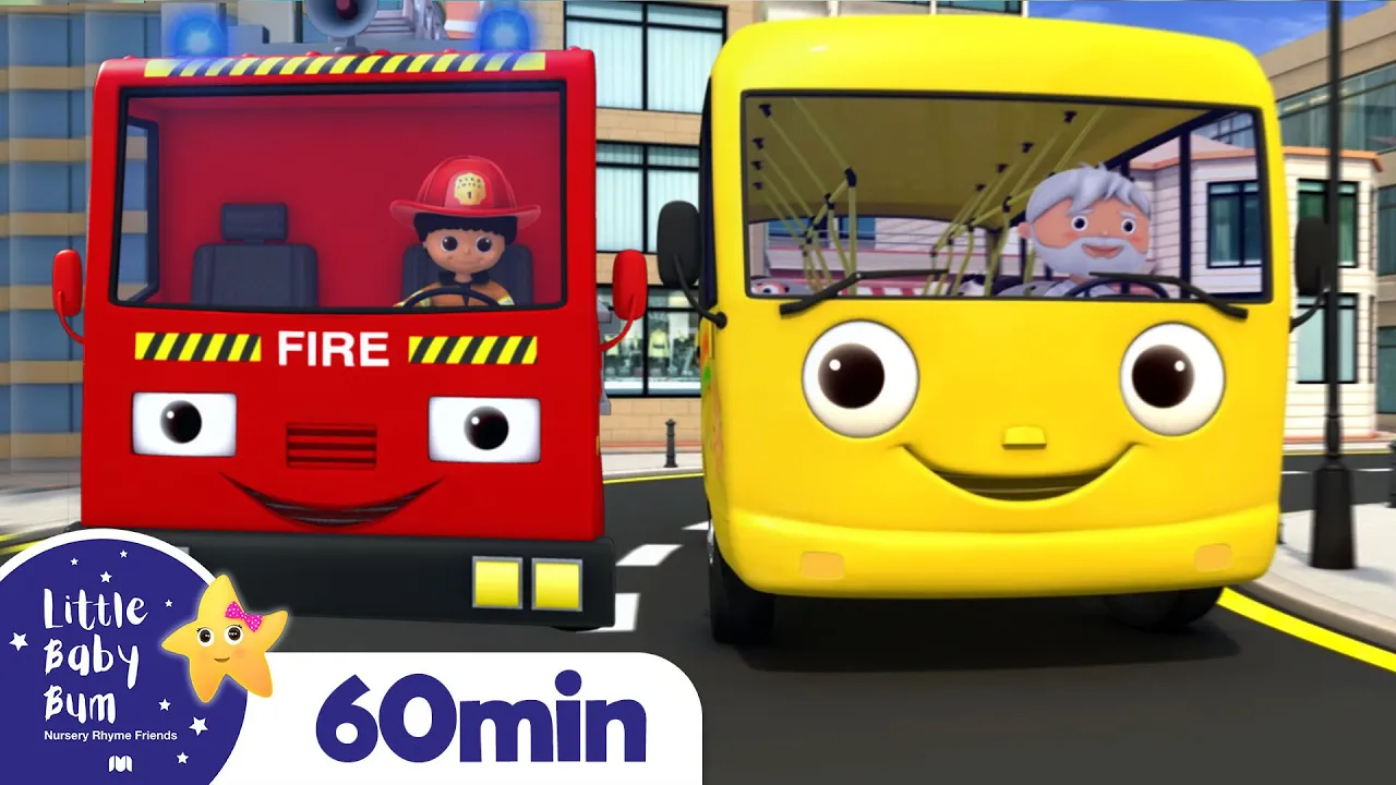 Wheels On The Bus with Fire Truck! | +More Nursery Rhymes | ABCs and 123s | Little Baby Bum