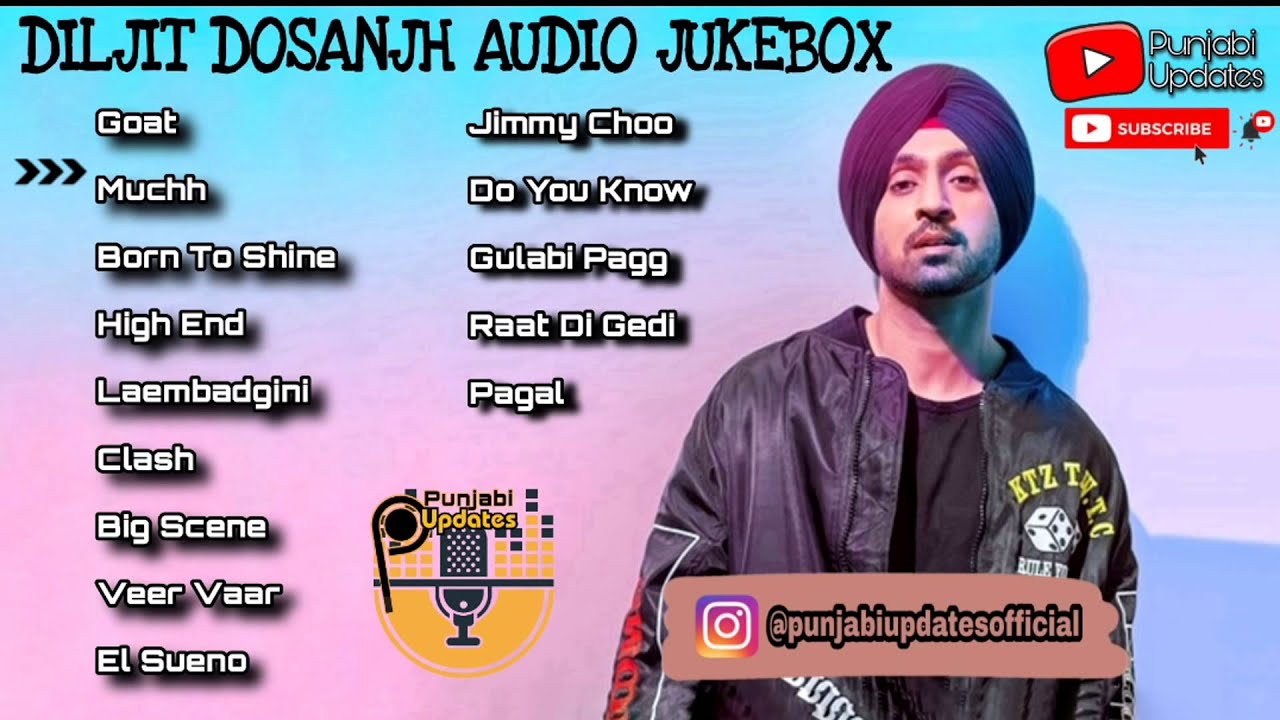 Best of Diljit Dosanjh All songs Non-stop Top Hits latest Punjabi Jukebox 2020 Back to Back Playlist poster — similar to Sunanda Sharma Performs Live at Punjabi Film Awards 2018