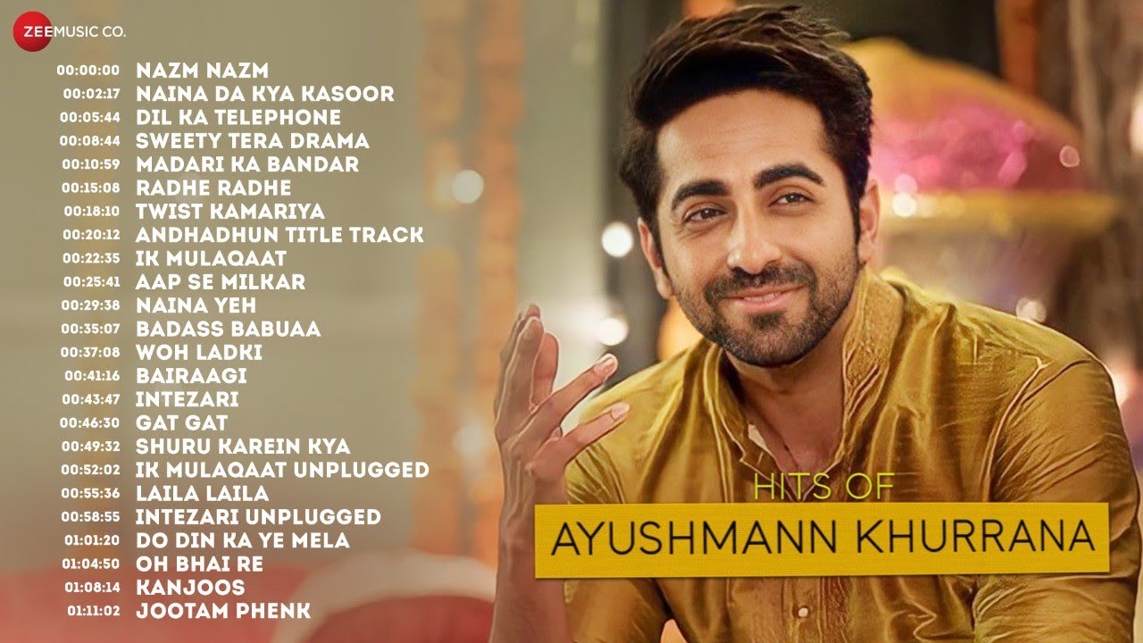 24 Hit songs Of Ayushmann Khurrana - Nazm Nazm, Naina Da Kya Kasoor, Dil Ka Telephone..... — like Chandi Jaisa Rang (Live) but shorter