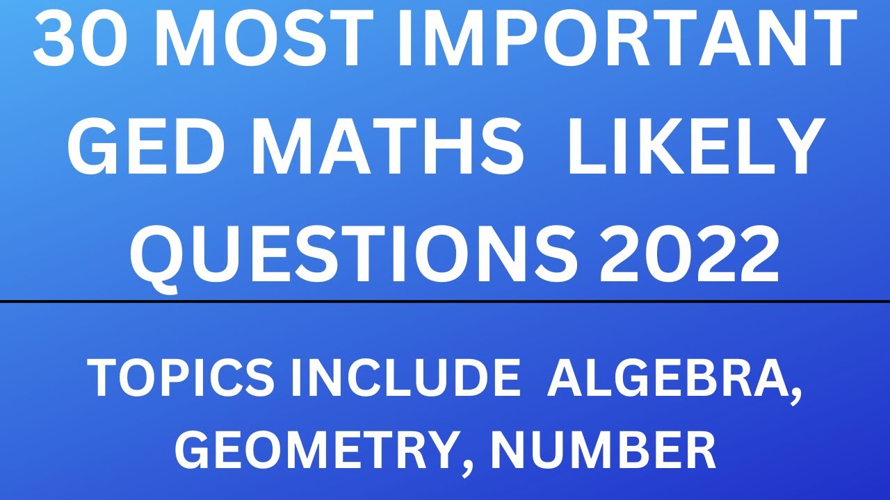 GED MATHS SERIES