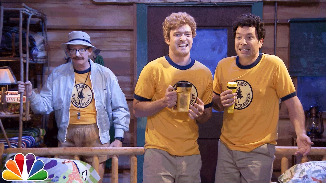 Young Jimmy Fallon & Justin Timberlake Sing "Ironic" at Camp Winnipesaukee backdrop