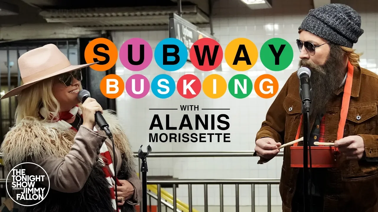 Alanis Morissette Busks in NYC Subway in Disguise background