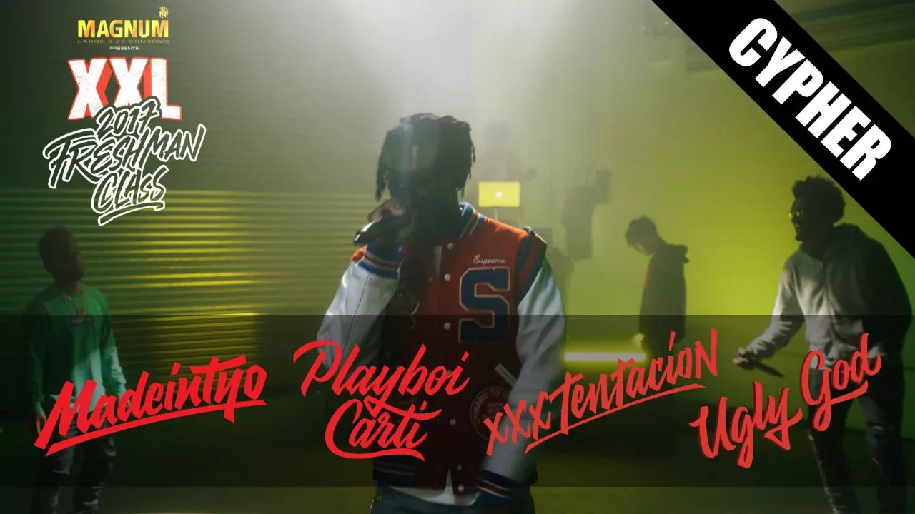 Playboi Carti, XXXTentacion, Ugly God and Madeintyo's 2017 XXL Freshman Cypher background