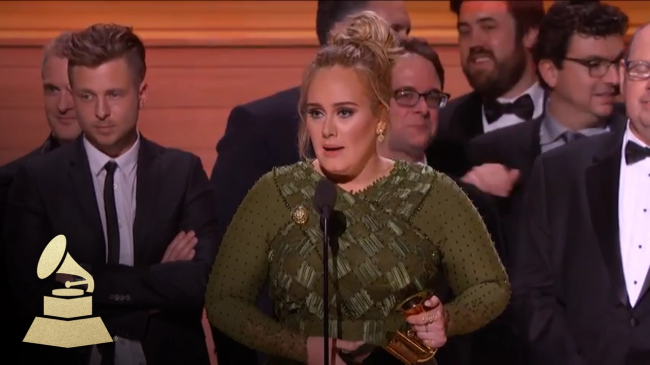 Adele Wins Album Of The Year | Acceptance Speech | 59th GRAMMYs background