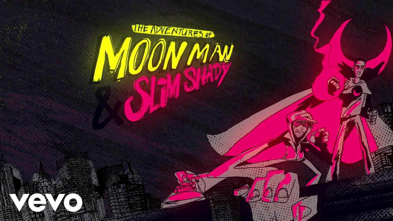 Kid Cudi, Eminem - The Adventures Of Moon Man & Slim Shady (Lyric Video) background