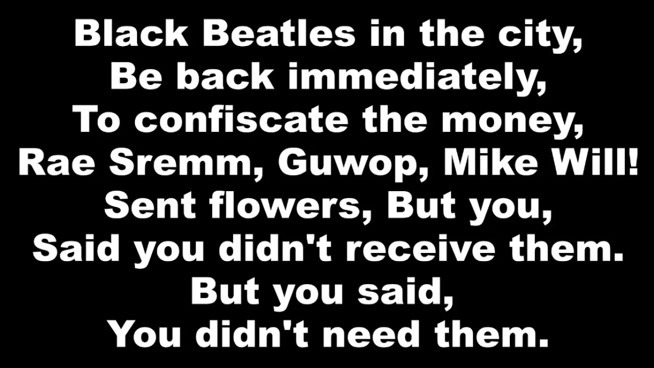 Rae Sremmurd ft. Gucci Mane - Black Beatles (Clean w/ Lyrics) backdrop