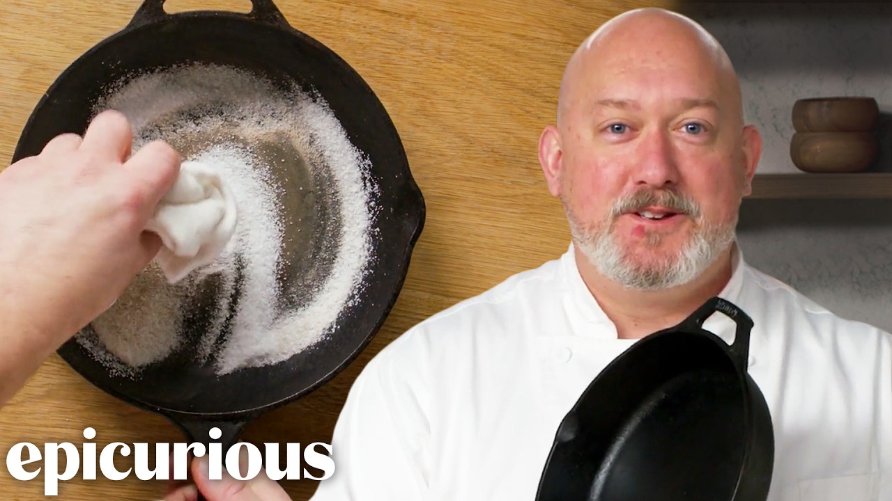 The Best Way To Clean and Season a Cast Iron Skillet | Epicurious 101 background