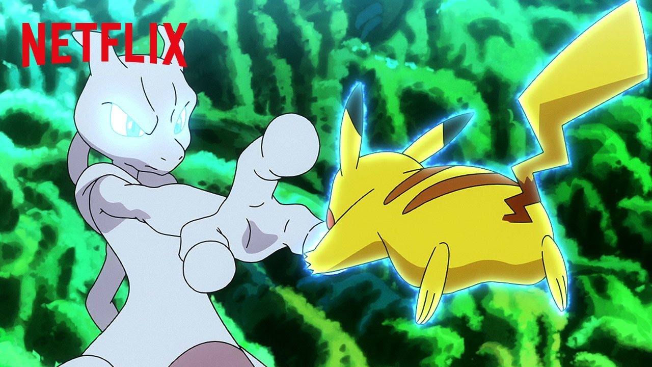 Ash & Goh Battle Mewtwo | Pokémon Journeys: The Series | Netflix After School backdrop