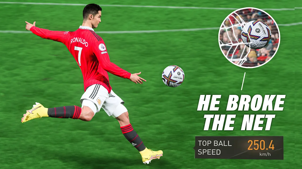 FIFA 23 POWER SHOT TEST BUT SHOT SPEED IS 100% (INSANE) background