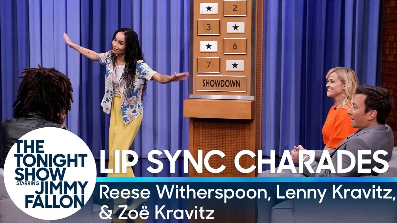 Lip Sync Charades with Reese Witherspoon, Lenny Kravitz and Zoë Kravitz background