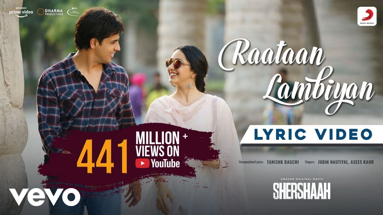 Raataan Lambiyan - Lyric Video |Shershaah|Sidharth, Kiara|Tanishk B.|Jubin|Asees