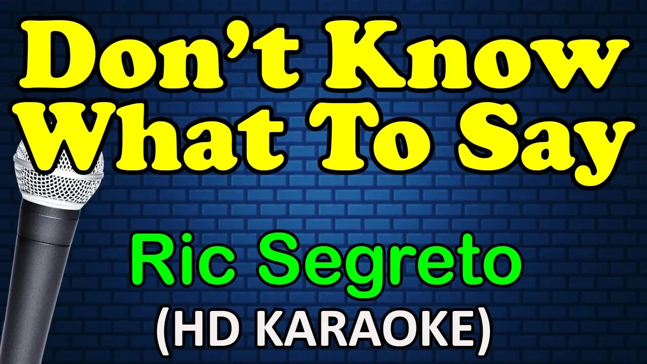 DON'T KNOW WHAT TO SAY - Ric Segreto (HD Karaoke) background