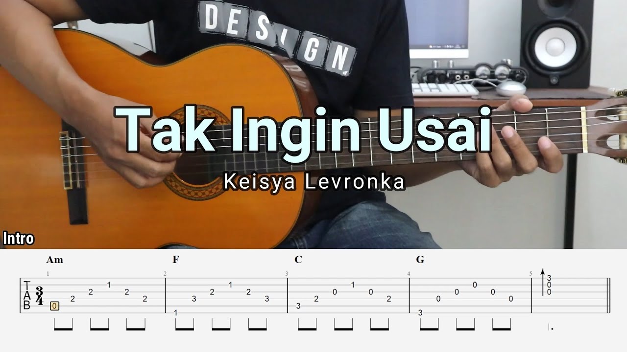 Tak Ingin Usai - Keisya Levronka - Fingerstyle Guitar Tutorial + TAB & Lyrics background