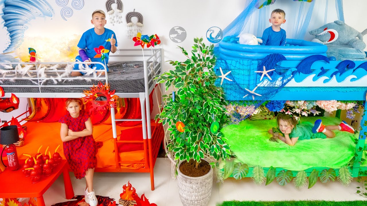 Five Kids Four Colors Elements Build a Bunk Bed! Fire, Water, Air and Earth Challenge (2022) | Watch on Movi47