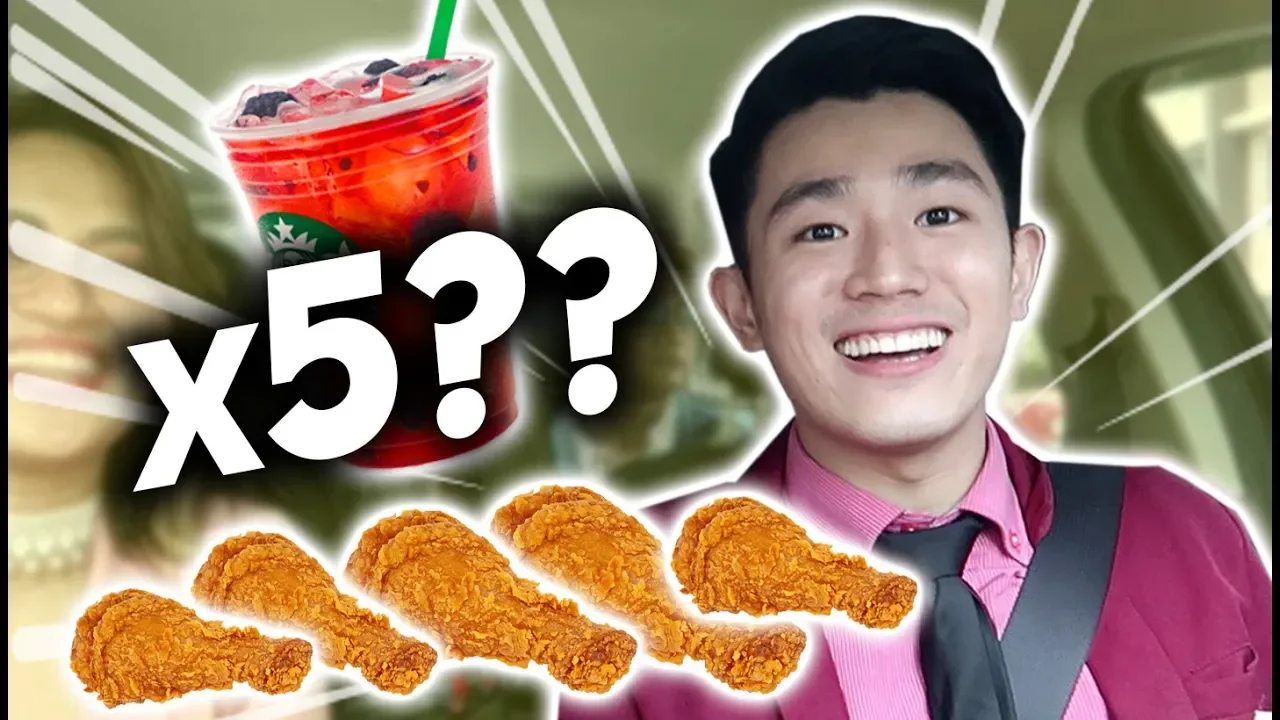LETTING THE PERSON IN FRONT ORDER OUR FOOD! (While we wear suits! π)