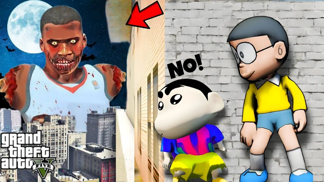 GTA5: Shinchan & Nobita Play MazeBank with Fire Ramp Challenge to Save Franklin life