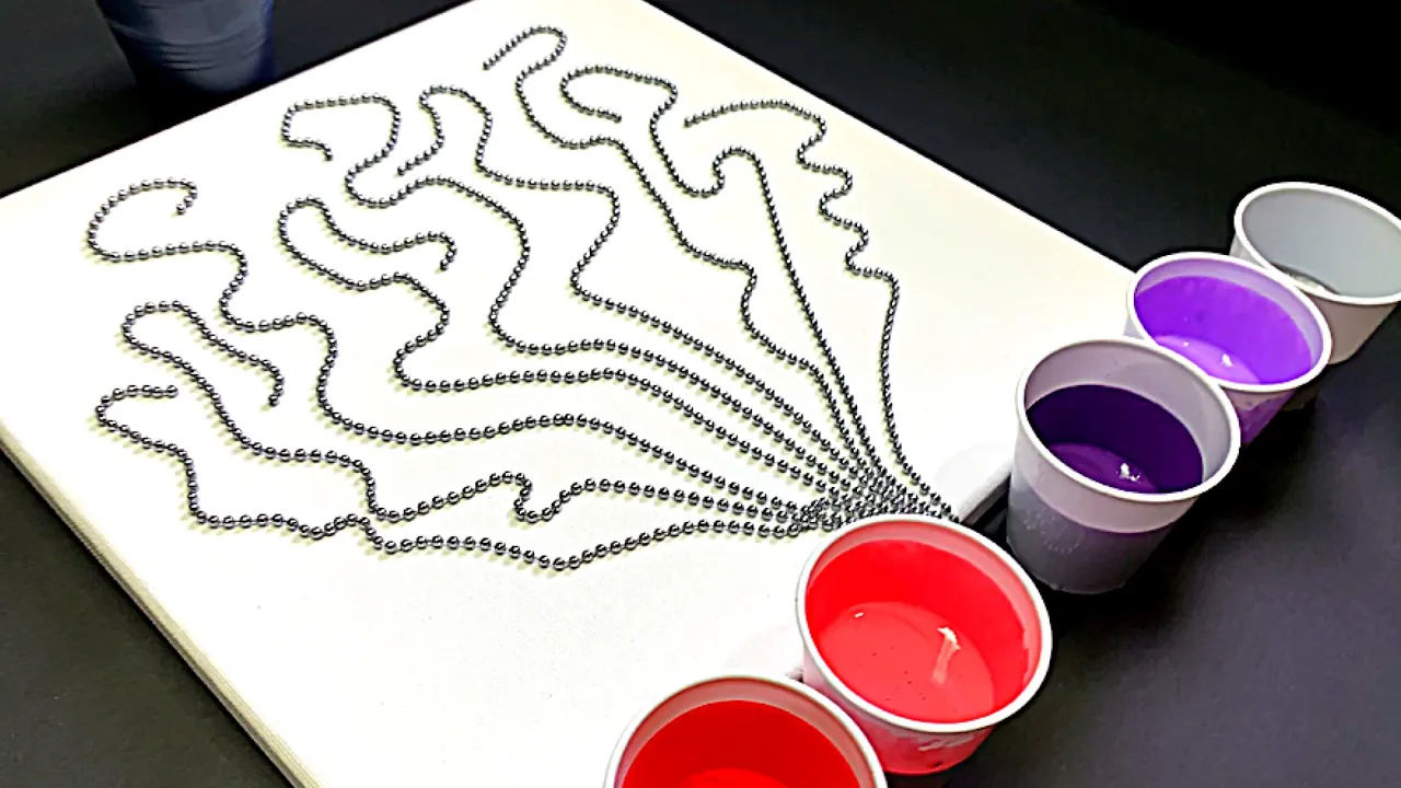 Fluid Art! String Pulling 009 CHAINS @ Once Acrylic Pouring ~ Wigglz Art Beginners Technique!!