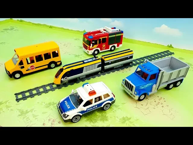 Пожарная машина Поезд Самосвал Полицейские машинки - видео распаковка - fire truck train police 2020
