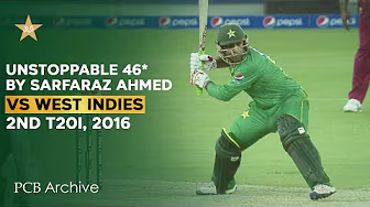 PCB Archive - Sarfaraz Ahmed's Unstoppable 4️⃣6️⃣* Runs | PAK vs WI 2nd T20I 2016 | M5C2A background