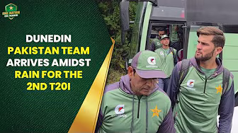 Rain in Dunedin as Pakistan team arrives at the stadium for the second #NZvPAK T20I | PCB | MA2A