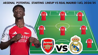 ARSENAL VS REAL MADRID Potential starting lineup UEFA CHAMPIONS LEAGUE | 2024/2025 background