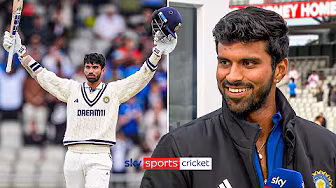 Washington Sundar reacts to his fantastic century to help India draw at Old Trafford 🇮🇳 background