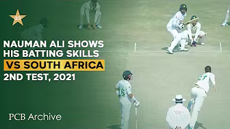 PCB Archive - Nauman Ali Shows His Batting Skills | PAK vs SA 2nd Test 2021 | ME2A background