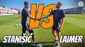 Stanisic vs. Laimer – the ULTIMATE battle! (crossbar, passing, tic tac toe)