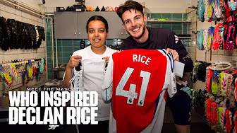 Arsenal star surprises community mascot from the Real Madrid game 🤩 | Declan Rice meets Bethel