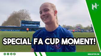 DELIGHTED TO SCORE WINNER! | Aggie Beever-Jones reacts to Chelsea reaching the FA Cup Final background