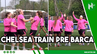 All smiles in Chelsea training ahead of MUST-WIN UWCL Barcelona clash background