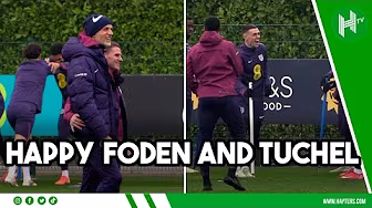 Tuchel and Foden ALL SMILES as England train ahead of Latvia background